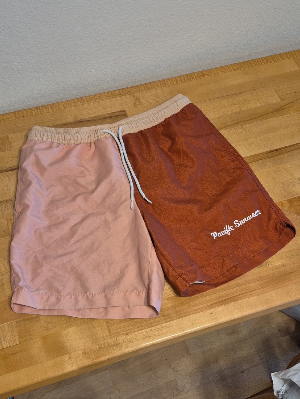 PacSun Block Color Pink Brown / Burnt Orange Swim Trunks Built-in Mesh Underwear